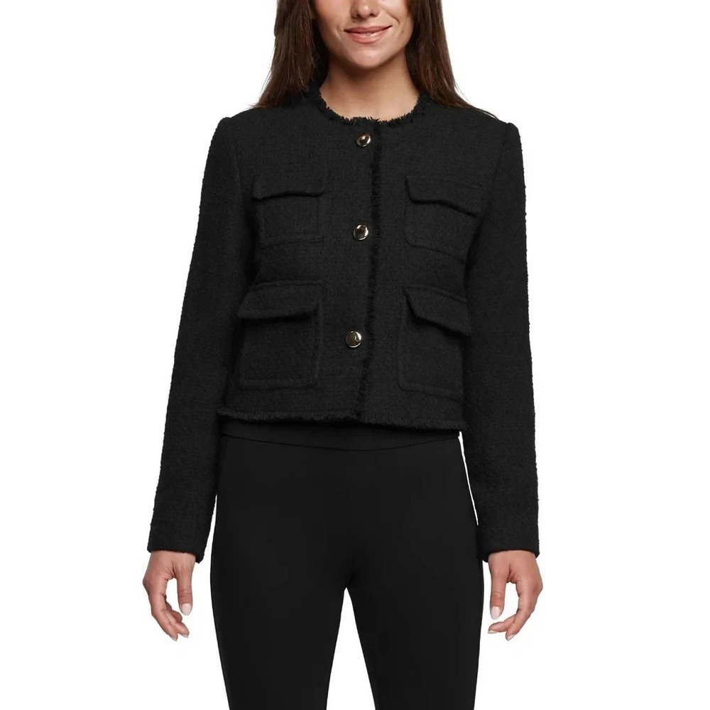 Express Women's Boucle Blazer, Black, Size: Medium